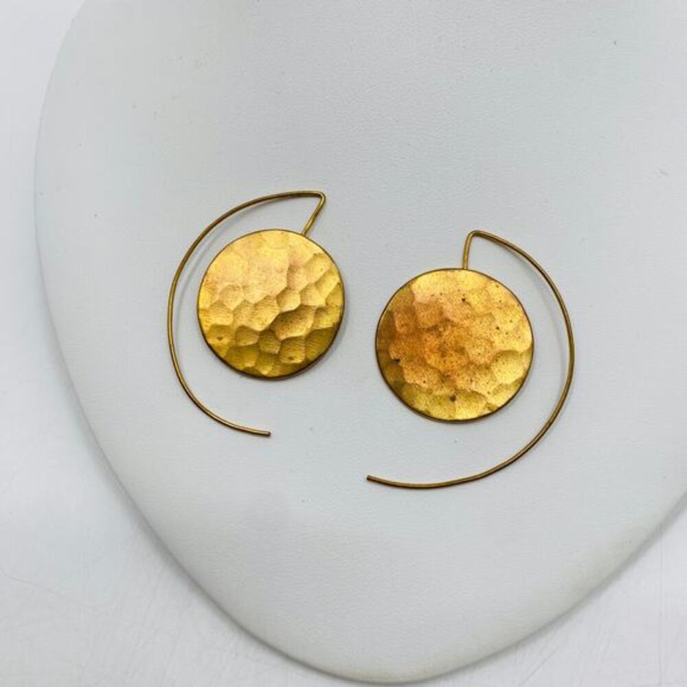 Gold hammered dangle earrings